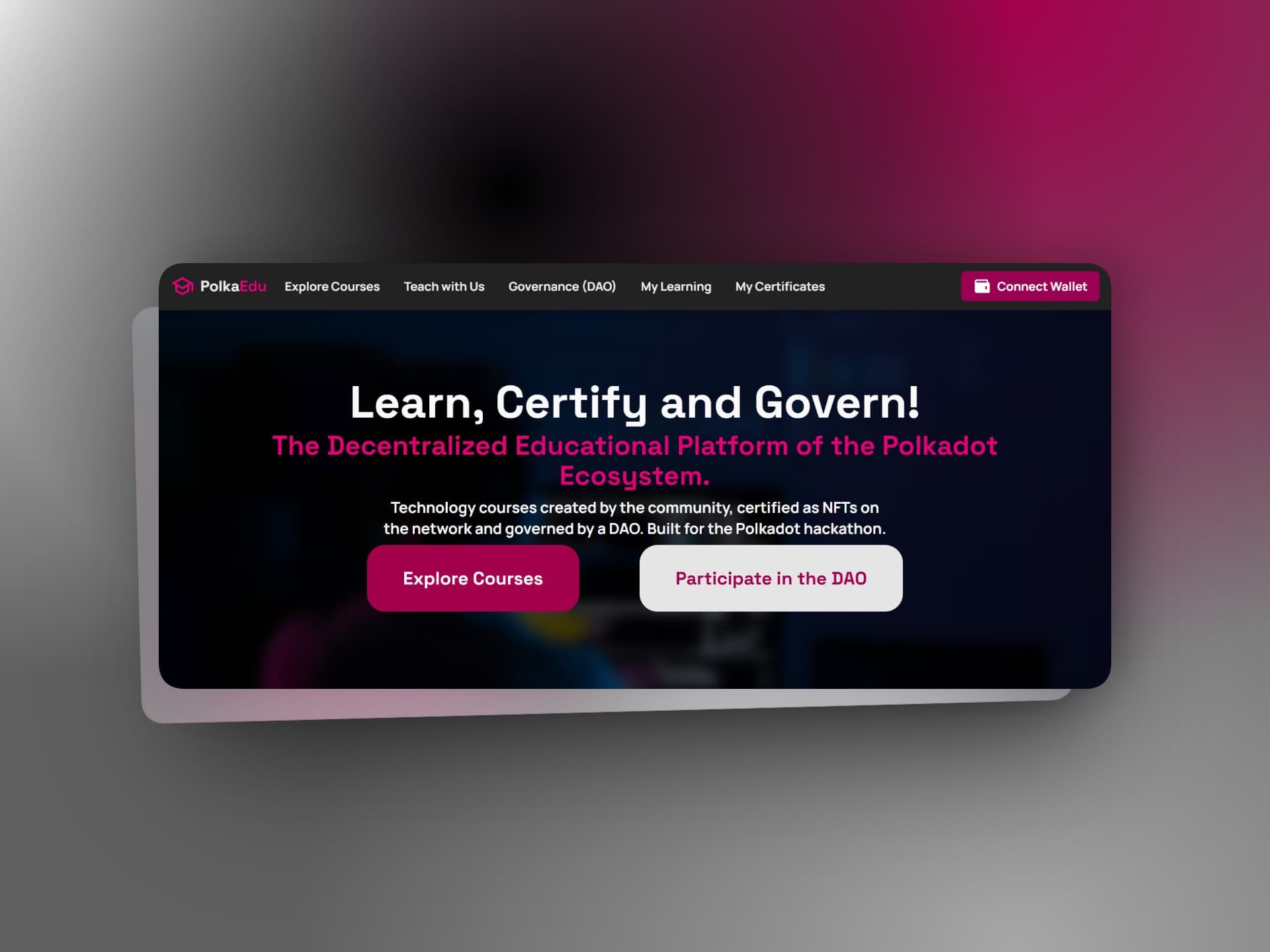 Captura de pantalla del proyecto PolkaEdu